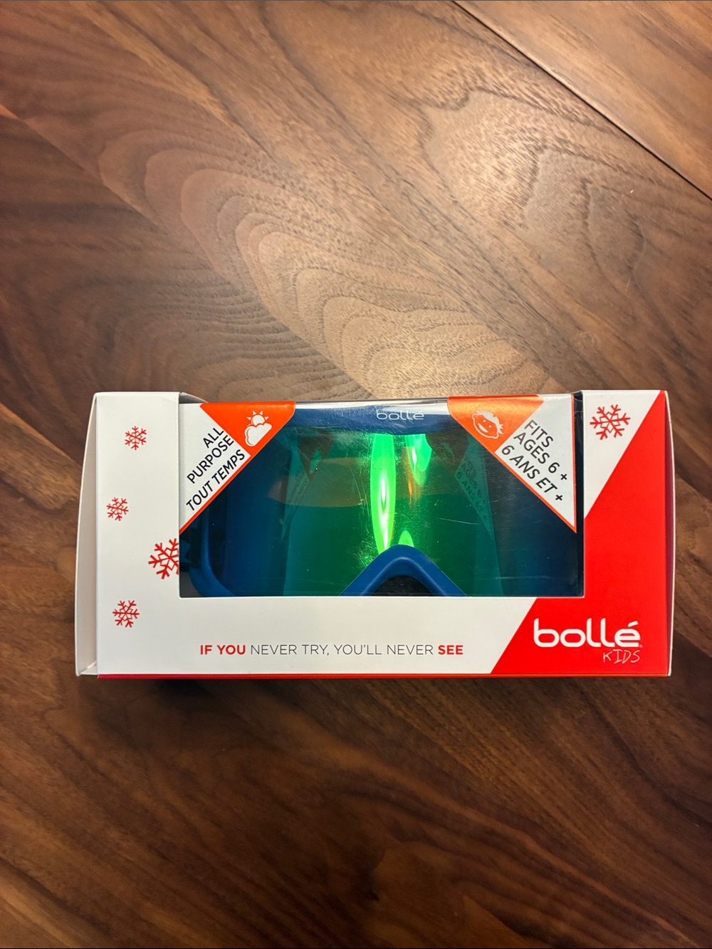 Kids Blue Green Mirror Lens Ski Goggles